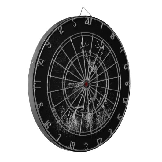 Deer met geweien per veld en boom dartbord (Voorkant Links)