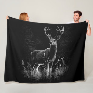 Deer met geweien per veld en boom fleece deken