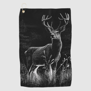 Deer met geweien per veld en boom golfhanddoek