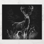 Deer met geweien per veld en boom likeurfles etiket (Enkel label)
