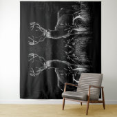 Deer met geweien per veld en boom wandkleed (In situ)