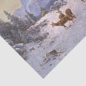 Deer met kudde in de winter, ontkoppeling tissuepapier (Detail)