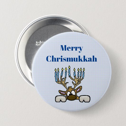 Deer met Menorah Antlers Chrismukkah Button (Voorkant /achterkant)