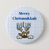 Deer met Menorah Antlers Chrismukkah Button (Voorkant)