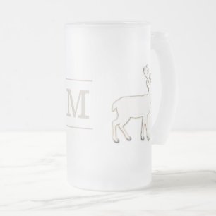 Deer met Monogram Glass Stein Matglas Bierpul