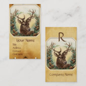 DEER MET PIJNCONS CROWN MONOGRAM PARCHCHMENT VISITEKAARTJE (Voorkant / Achterkant)