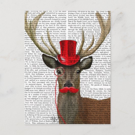 Deer met Red Top Hat en Mustache Briefkaart (Voorkant)