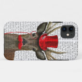 Deer met Red Top Hat en Mustache Case-Mate iPhone Case (Achterkant (horizontaal))