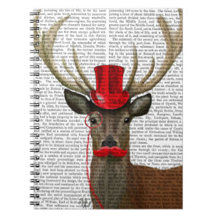 Deer met Red Top Hat en Mustache Notitieboek