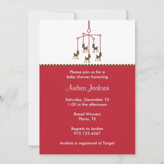 Deer Mobile Baby Shower Invitations (Devant)