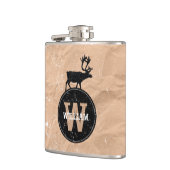 Deer Monogram Onderdruk Rustic Brown Kraft Paper Heupfles (Links)