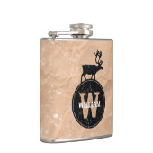 Deer Monogram Onderdruk Rustic Brown Kraft Paper Heupfles (Rechts)