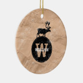 Deer Monogram Onderdruk Rustic Brown Kraft Paper Keramisch Ornament (Rechts)