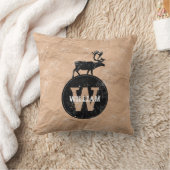 Deer Monogram Onderdruk Rustic Brown Kraft Paper Kussen (Deken)