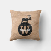 Deer Monogram Onderdruk Rustic Brown Kraft Paper Kussen (Achterkant)