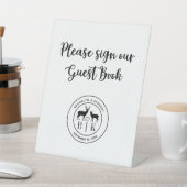 Deer Monogram Rustic Country Wedding Guest Book Reclamebord Met Voetstuk (Insitu)