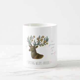 Deer Mug with Flower Antlers – Spring Coffee Cup Koffiemok