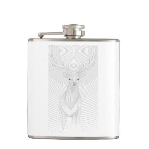 Deer onder de nachtelijke hemel heupfles