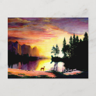 Deer op Dawn Photo Print Briefkaart