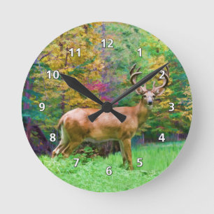Deer op een herfst. ronde klok