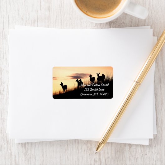 Deer op heuvel bij Sunset Address Label (Insitu)