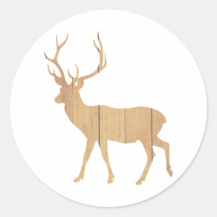 Deer op retrohouten achtergrond ronde sticker