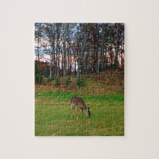 Deer op zonsondergang golfbaan legpuzzel (Verticaal)
