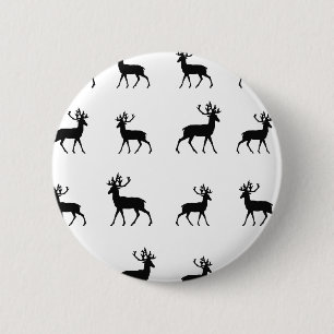 Deer-patroon in zwart-wit ronde button 5,7 cm