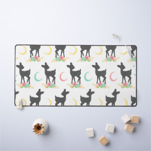 Deer Pattern, Baby Deer, Boho, Flowers, Moon Bureaumat