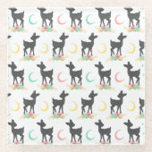 Deer Pattern, Baby Deer, Boho, Flowers, Moon Glazen Onderzetter (Voorkant)