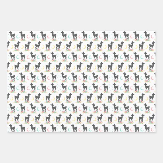 Deer Pattern, Baby Deer, Boho, Flowers, Moon Inpakpapier Vel (Voorkant)