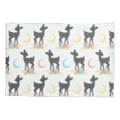 Deer Pattern, Baby Deer, Boho, Flowers, Moon Kussensloop (Achterkant)