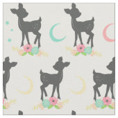 Deer Pattern, Baby Deer, Boho, Flowers, Moon Stof (Close Up)