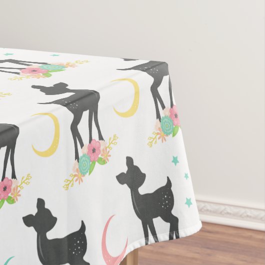 Deer Pattern, Baby Deer, Boho, Flowers, Moon Tafelkleed (Voorbeeld)