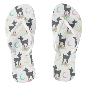 Deer Pattern, Baby Deer, Boho, Flowers, Moon Teenslippers