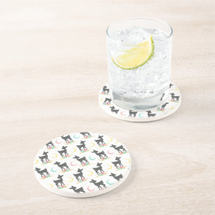 Deer Pattern, Baby Deer, Boho, Flowers, Moon Zandsteen Onderzetter