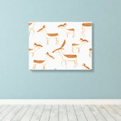 Deer Pattern Design Animal Cute Briefkaart Poster Canvas Afdruk (Insitu (Houten vloer))