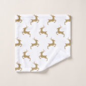 Deer Pattern in Faux Yellow Glitter Texture Bad Handdoek (Wasdoekje)
