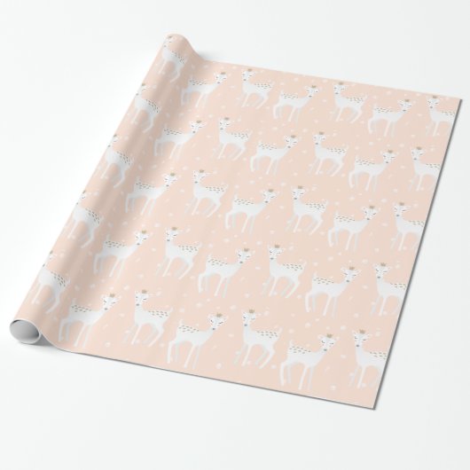 Deer Pattern - Kute Kerstmis Cadeaupapier (Uitgerold)