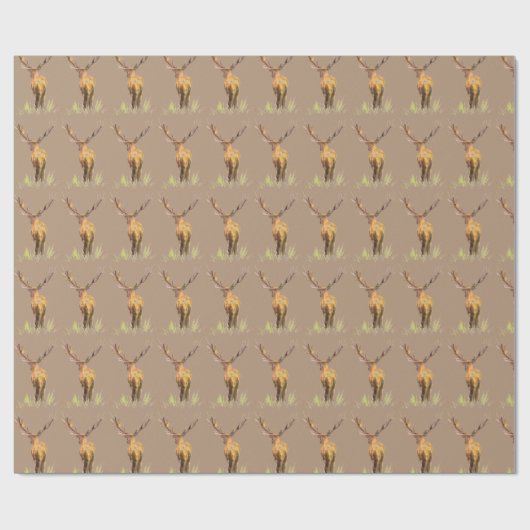 Deer Pattern Waterverf Rustige kerst Cadeaupapier (Vlak)