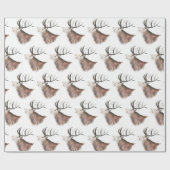 Deer Pattern-Waterverf Rustige kerstwrapping Cadeaupapier (Vlak)
