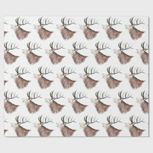 Deer Pattern-Waterverf Rustige kerstwrapping Cadeaupapier (Vlak)