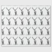 Deer Pattern-Waterverf Rustige kerstwrapping Cadeaupapier (Vlak)