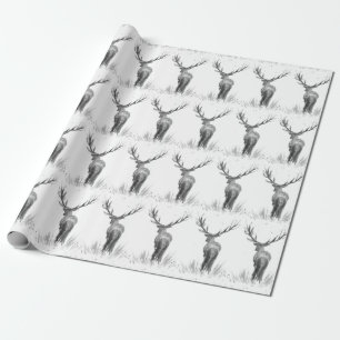 Deer Pattern-Waterverf Rustige kerstwrapping Cadeaupapier