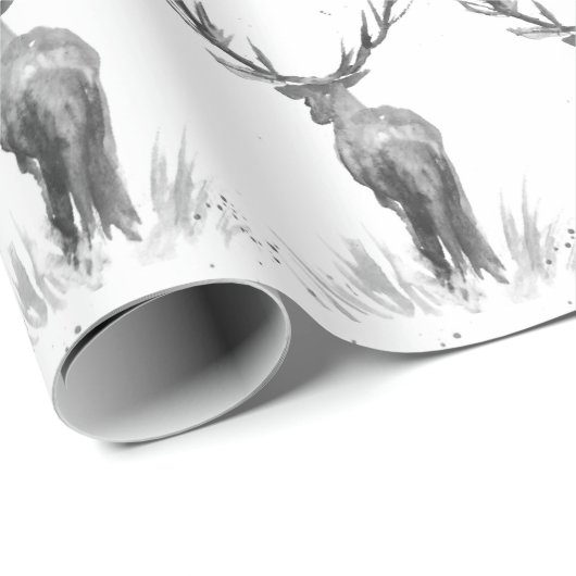 Deer Pattern-Waterverf Rustige kerstwrapping Cadeaupapier (Rol Hoek)