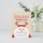 Deer Père Noël Christmas Ho, Ho, Invitation de fêt (Debout devant)