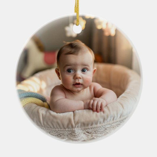 Deer Personalized Girl's First Christmas Keramisch Ornament (Achterkant)