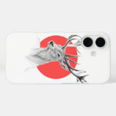 Deer portret Rode cirkel Dierkunst Case-Mate iPhone Case (Achterkant (horizontaal))