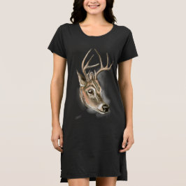 Deer Print op T-shirt Dress