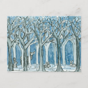 Deer Rabbits Forest Animals Willife Winter Briefkaart